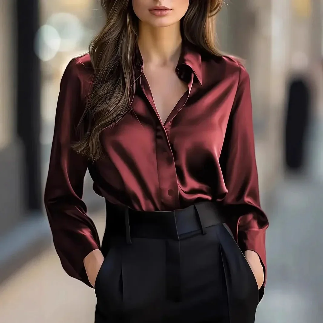 Women’s Spring-Autumn Lapel Button Shirt - Image 3