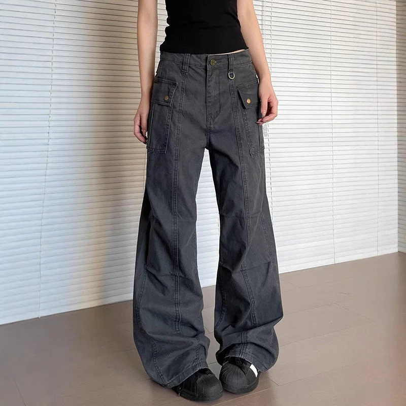 Women’s Straight Leg Slightly Flared Washed Casual Pants - Image 3