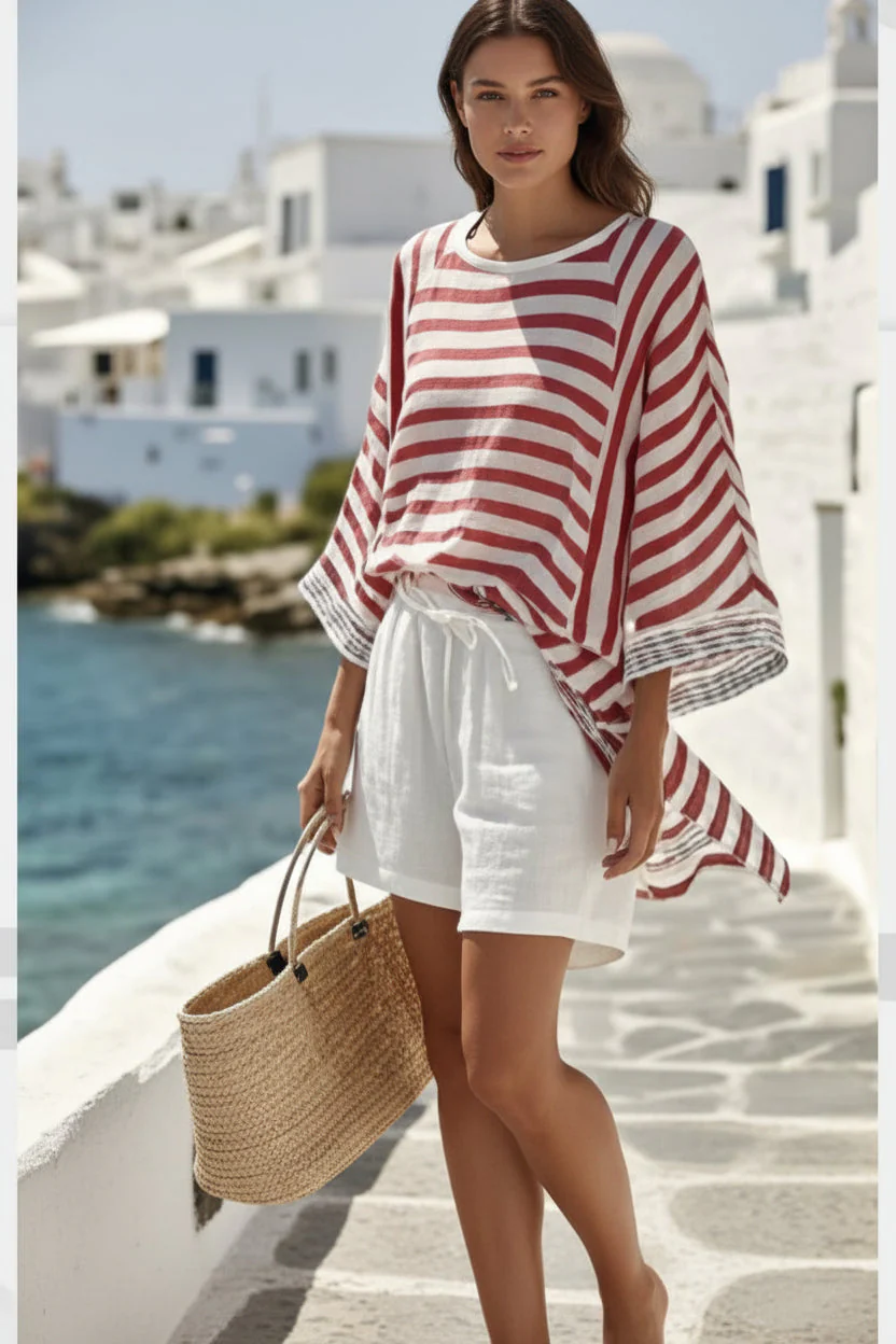 Women’s Striped Ramie Bamboo Two Piece Set - Image 2