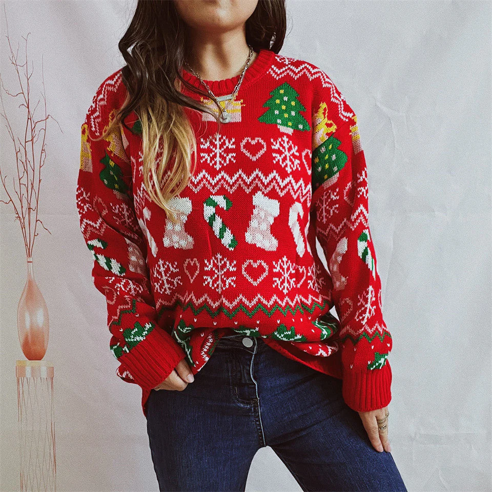 Women’s Stylish Loose Round Neck Long-Sleeved Sweater - Image 3