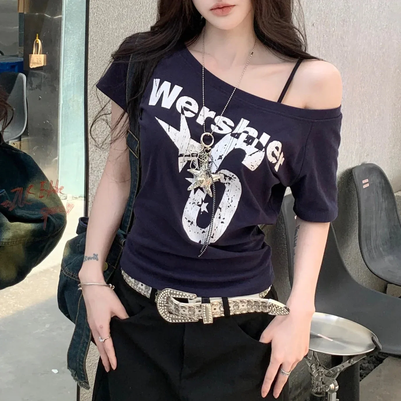 Women’s summer letter print t-shirt - Image 3