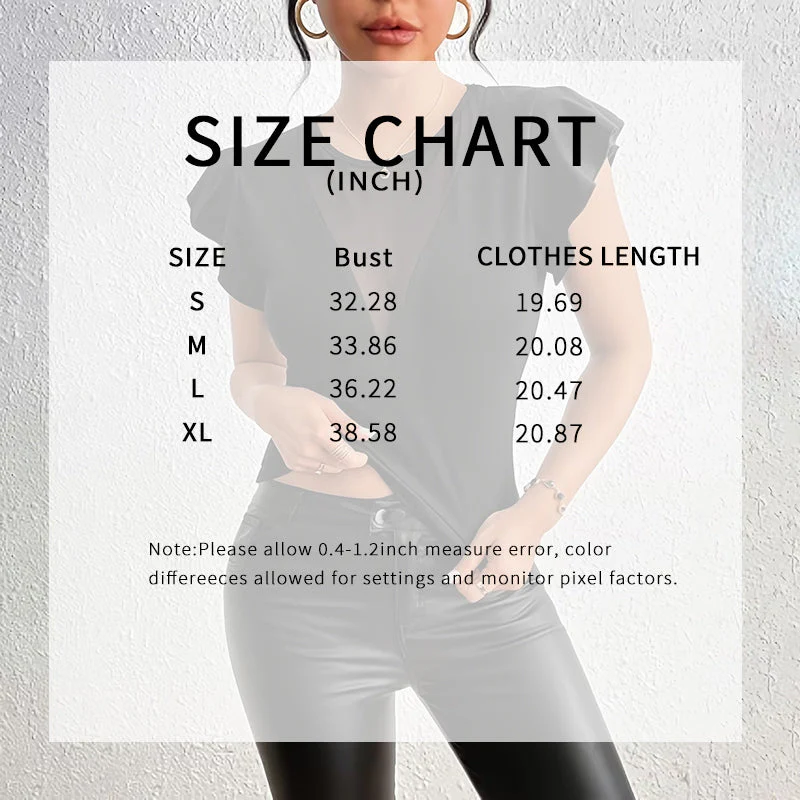 Women’s Summer Ruffle Mesh Panel Top – Short Sleeve Slim Fit Casual Tee Blouse - Image 2