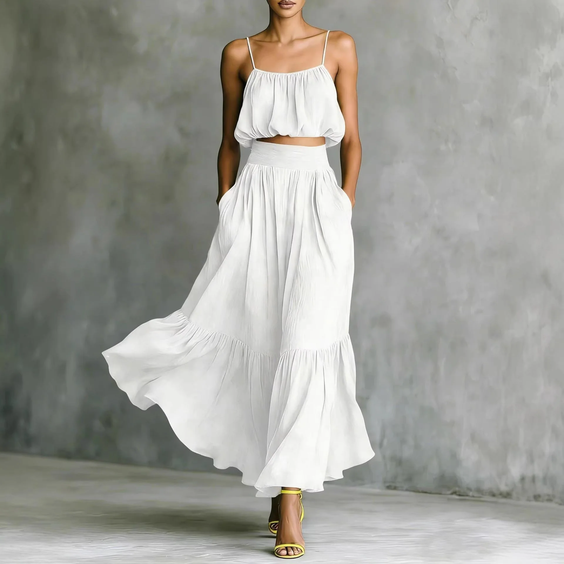 Women’s Two-Piece Flared Skirt Set – High-Waist Elegant Outfit - Image 4