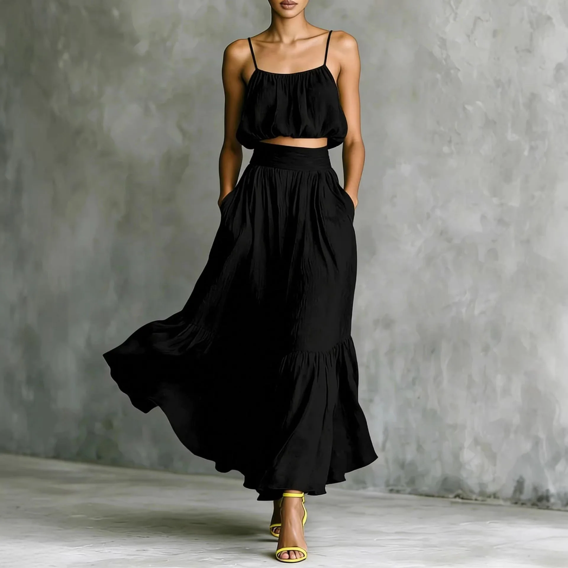Women’s Two-Piece Flared Skirt Set – High-Waist Elegant Outfit - Image 5
