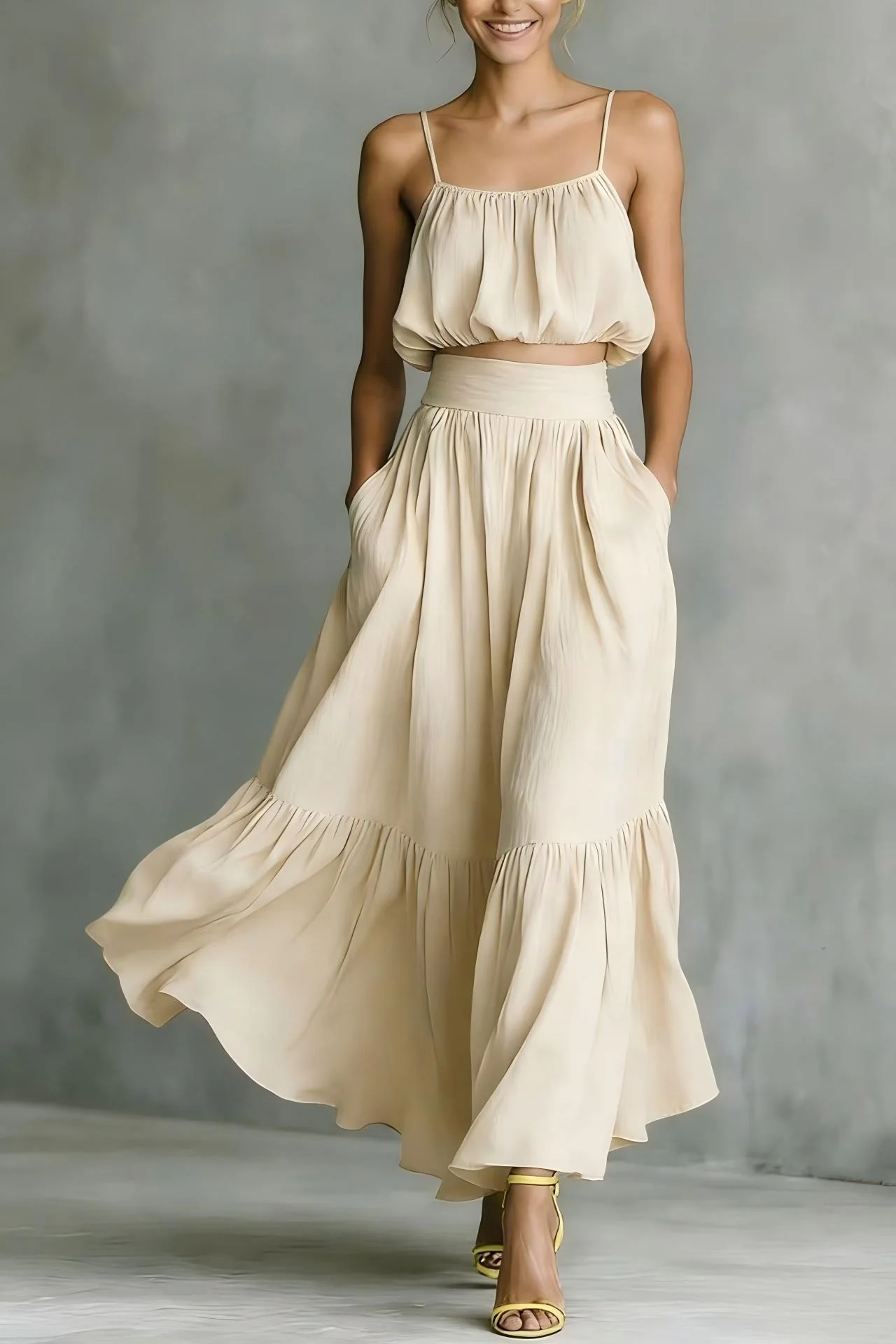Women’s Two-Piece Flared Skirt Set – High-Waist Elegant Outfit - Image 6