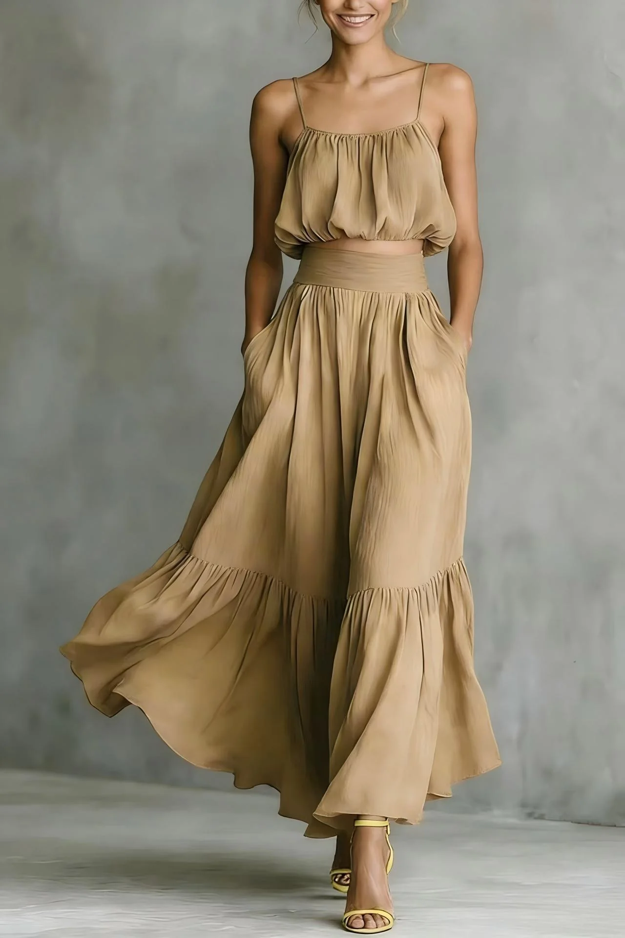 Women’s Two-Piece Flared Skirt Set – High-Waist Elegant Outfit - Image 8