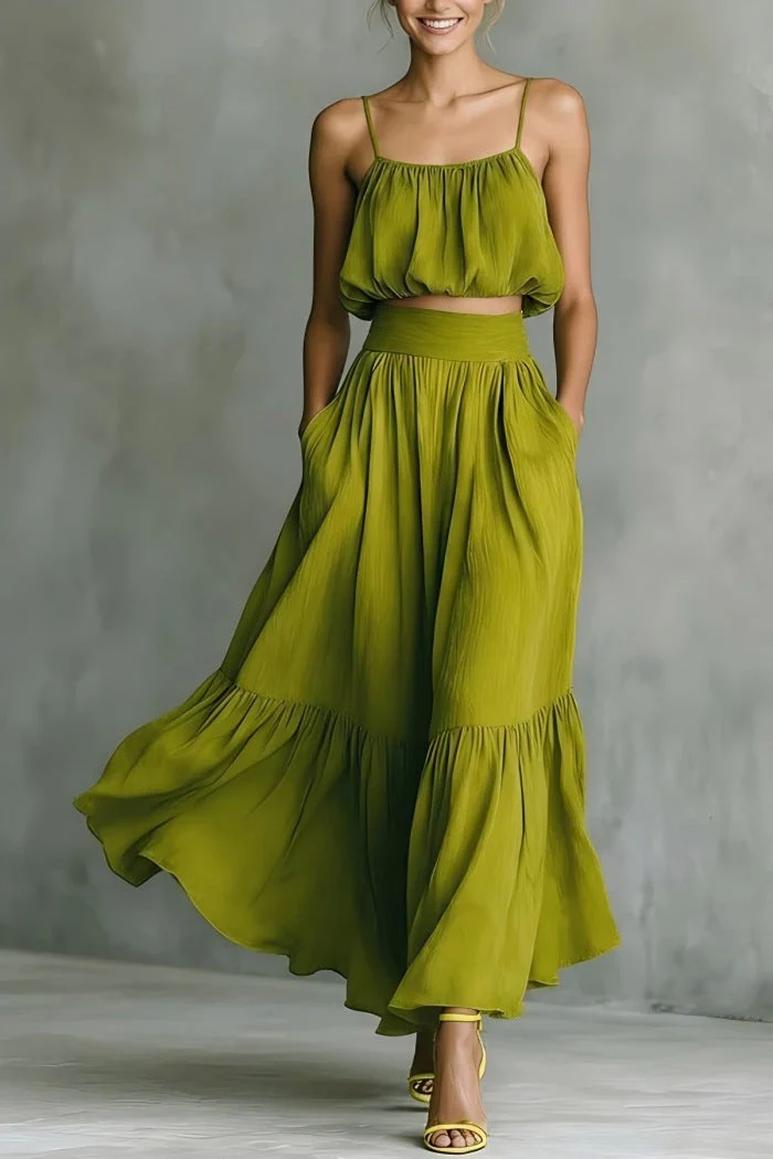 Women’s Two-Piece Flared Skirt Set – High-Waist Elegant Outfit - Image 9