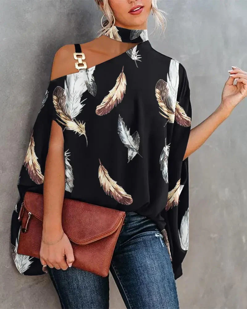 Women’s V-Neck Printed Off-Shoulder Vest Top - Image 27