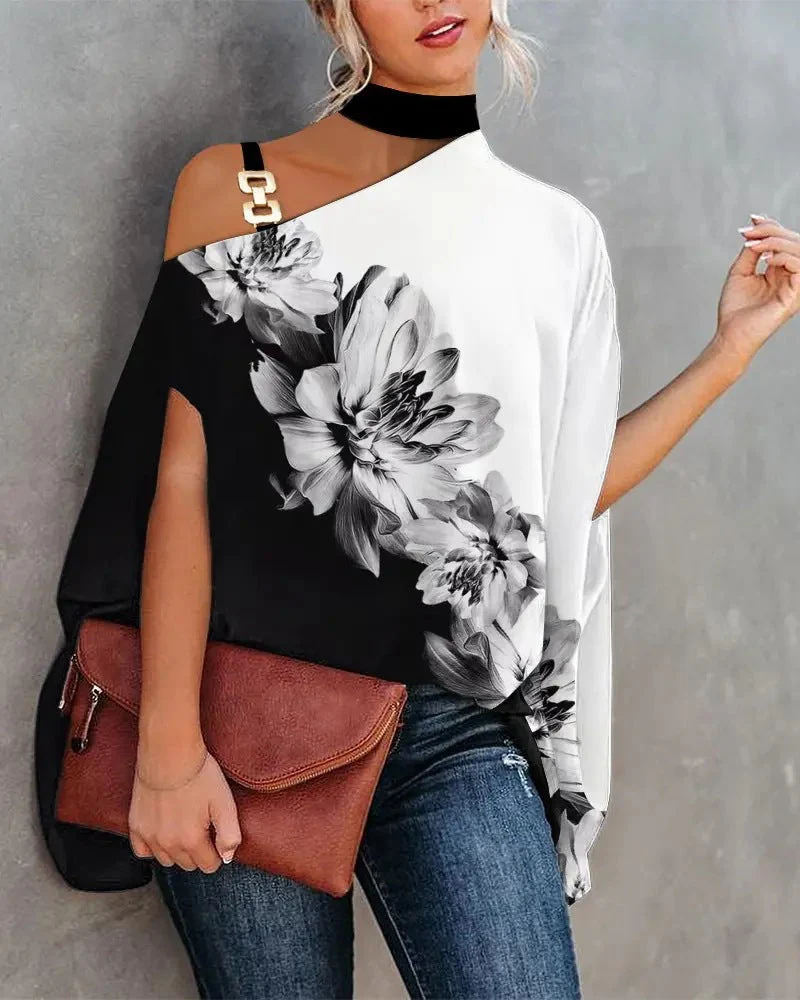 Women’s V-Neck Printed Off-Shoulder Vest Top - Image 33