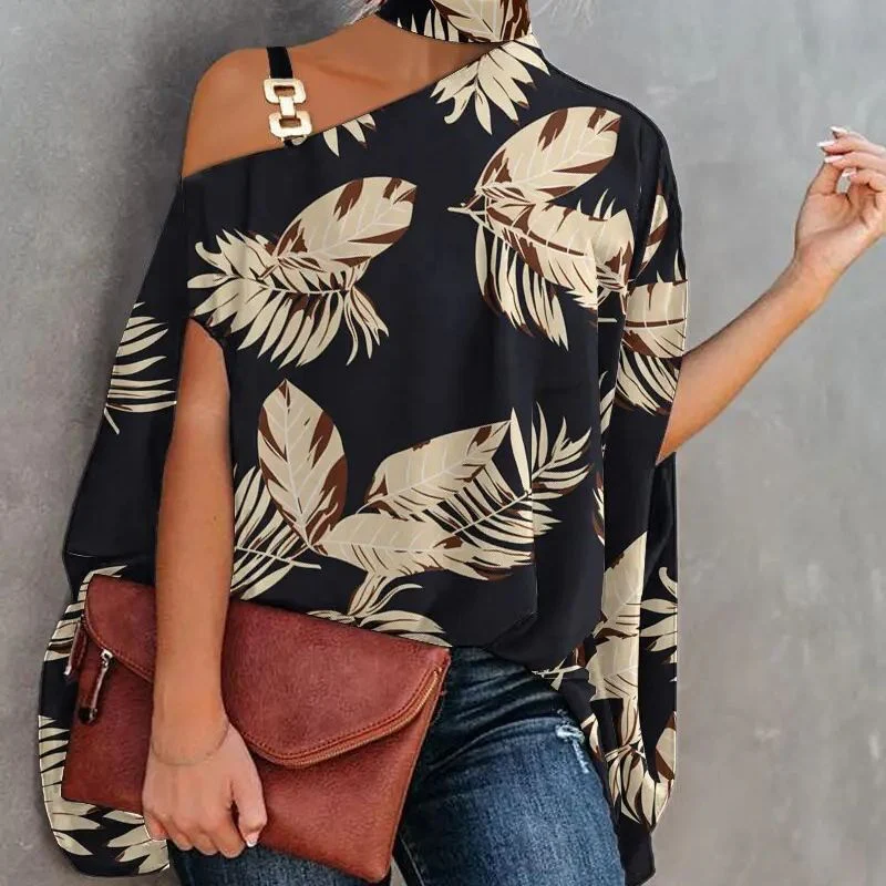 Women’s V-Neck Printed Off-Shoulder Vest Top - Image 5
