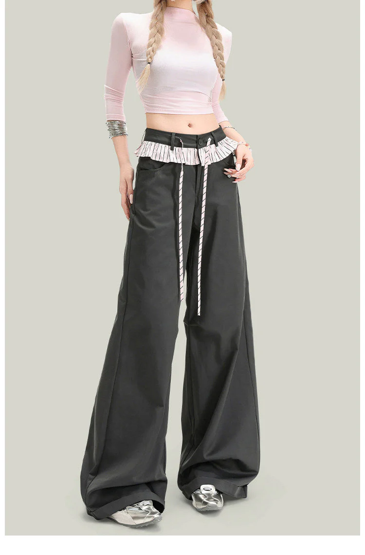 Women’s Vintage Lace Panel Casual Pants - Image 5