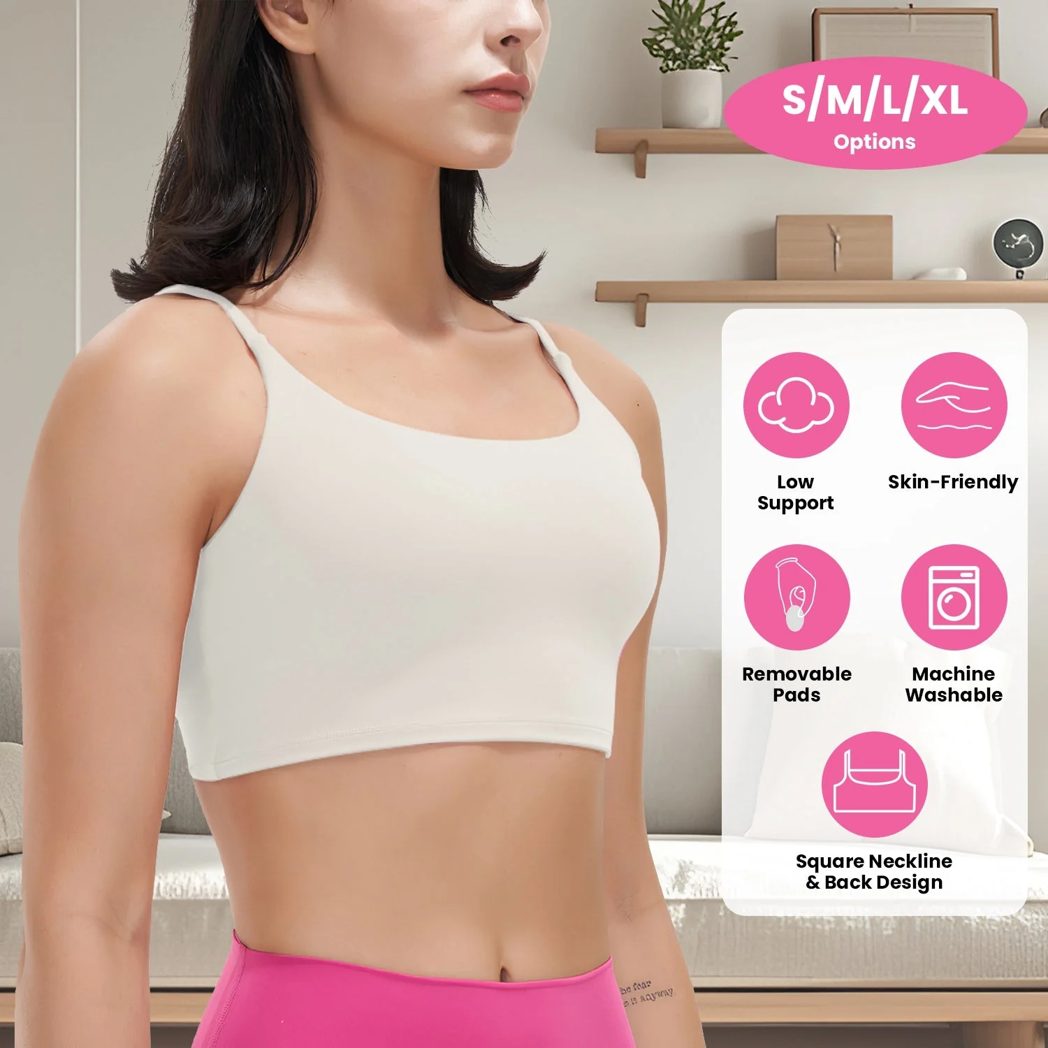 Women Strap Sport Bras Padded Strappy Crop Square Neck Low Impact Bras Sexy Fitness Tank Tops with Removable Pads Flat Straps for Gym Yoga Workout Run - Image 2