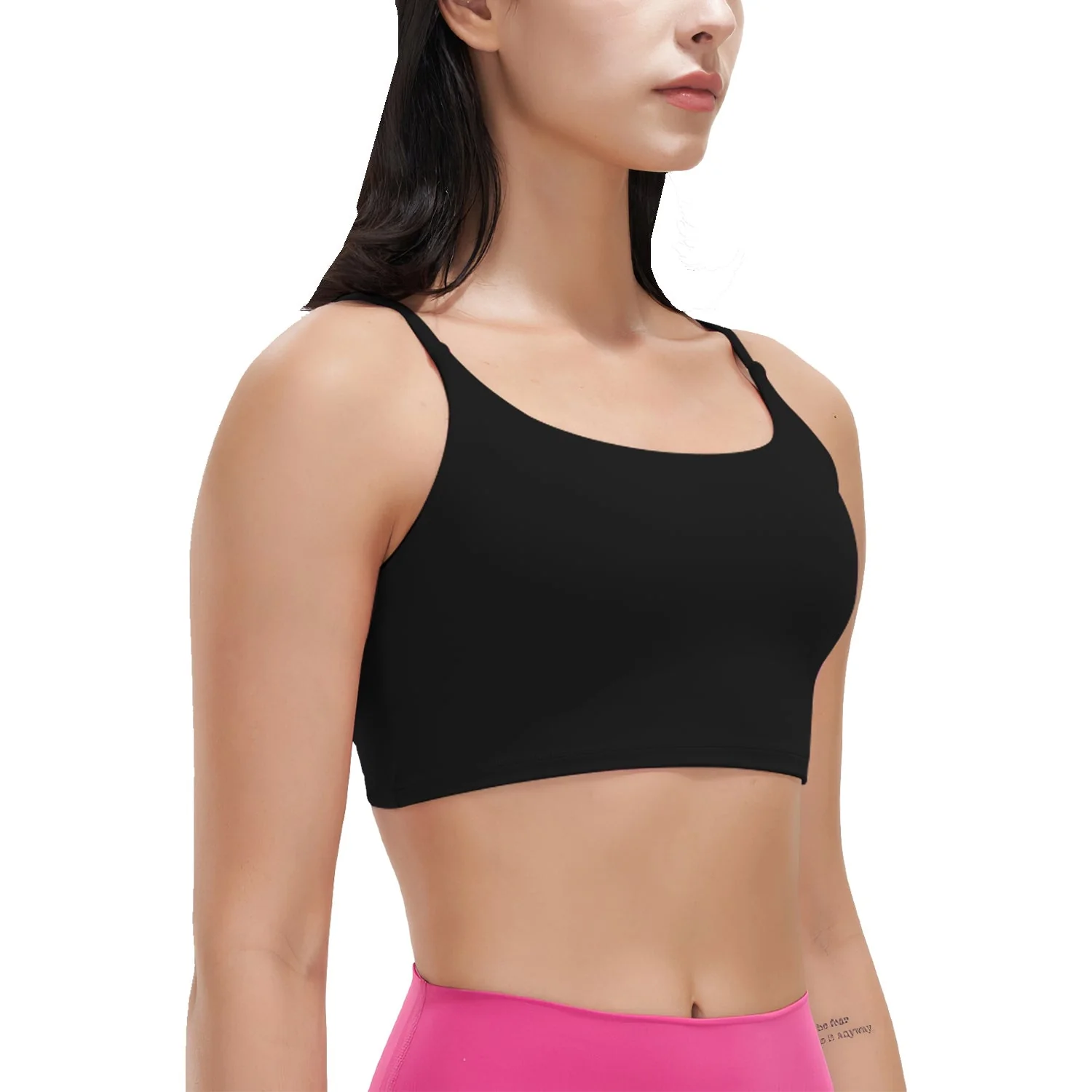 Women Strap Sport Bras Padded Strappy Crop Square Neck Low Impact Bras Sexy Fitness Tank Tops with Removable Pads Flat Straps for Gym Yoga Workout Run - Image 8