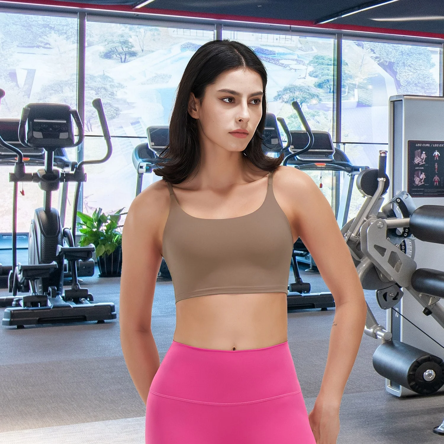Women Strap Sport Bras Padded Strappy Crop Square Neck Low Impact Bras Sexy Fitness Tank Tops with Removable Pads Flat Straps for Gym Yoga Workout Run - Image 7