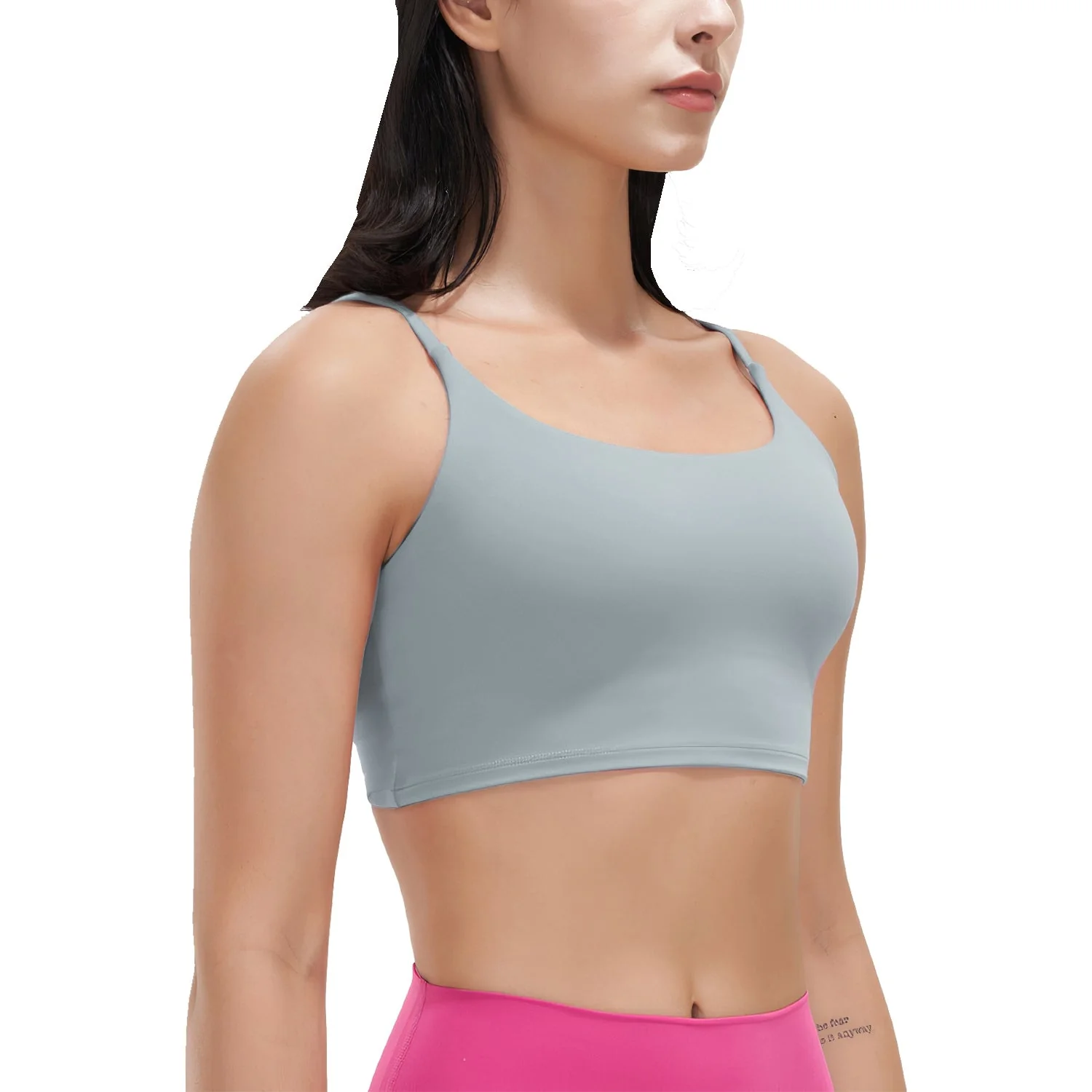 Women Strap Sport Bras Padded Strappy Crop Square Neck Low Impact Bras Sexy Fitness Tank Tops with Removable Pads Flat Straps for Gym Yoga Workout Run - Image 7