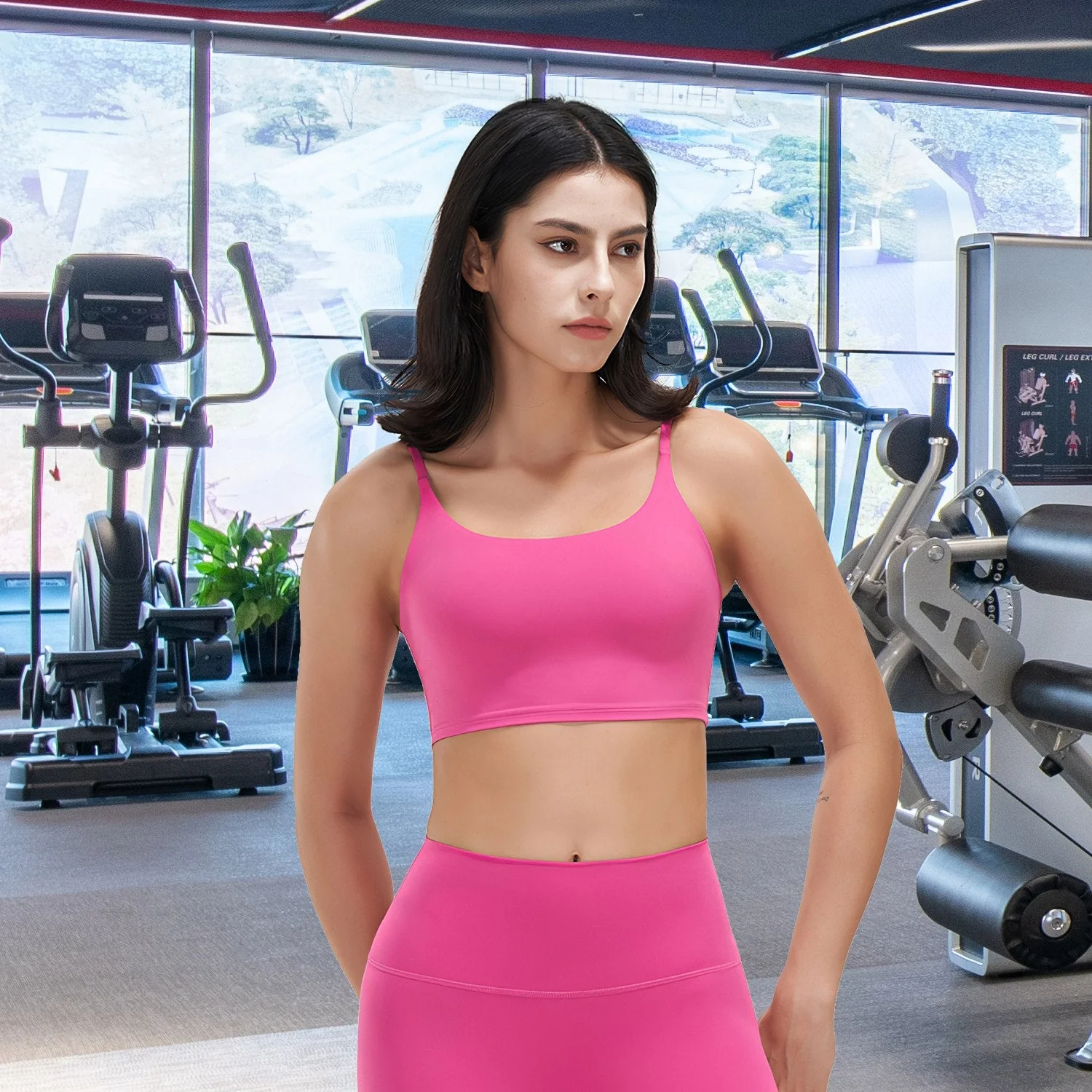 Women Strap Sport Bras Padded Strappy Crop Square Neck Low Impact Bras Sexy Fitness Tank Tops with Removable Pads Flat Straps for Gym Yoga Workout Run - Image 6