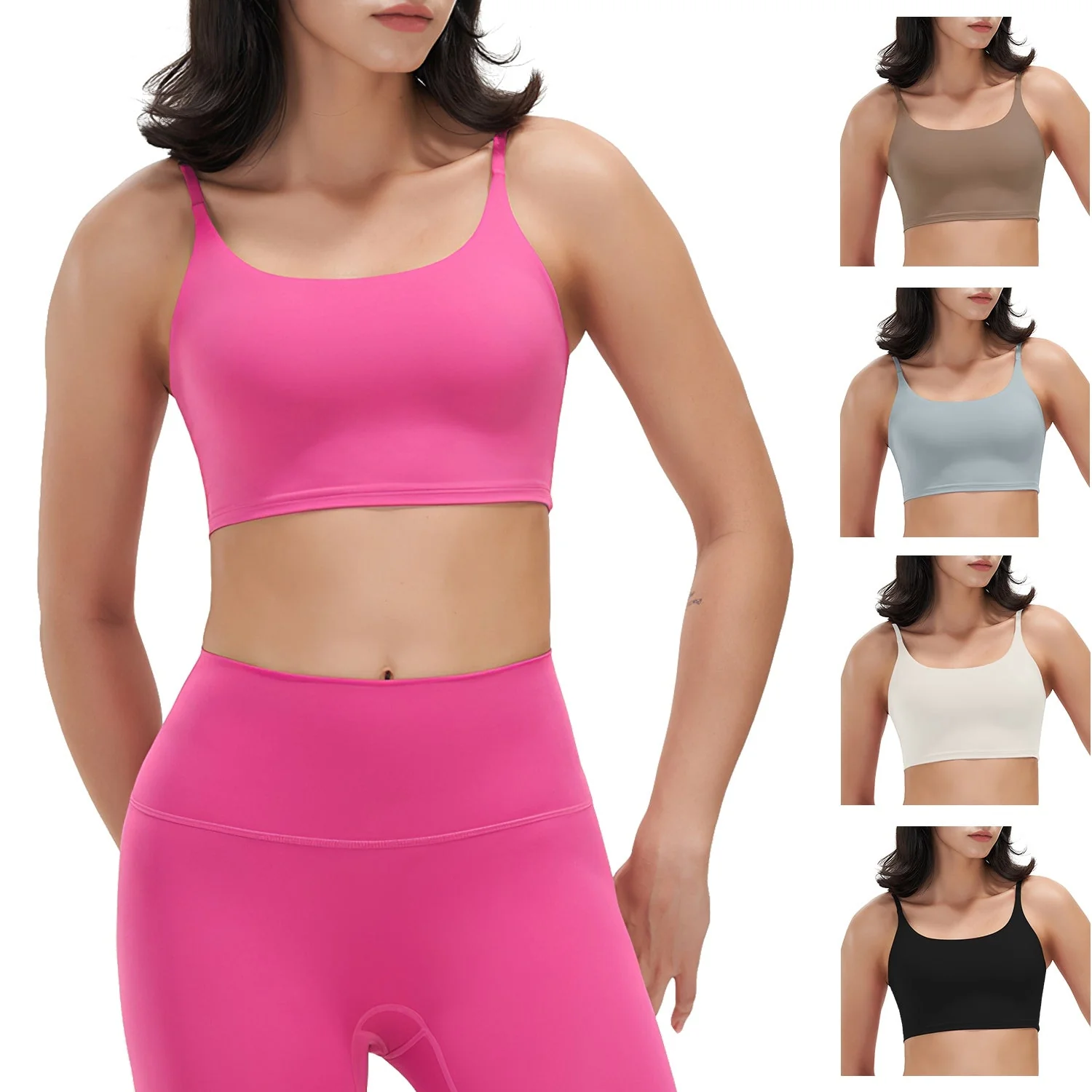 Women Strap Sport Bras Padded Strappy Crop Square Neck Low Impact Bras Sexy Fitness Tank Tops with Removable Pads Flat Straps for Gym Yoga Workout Run - Image 8