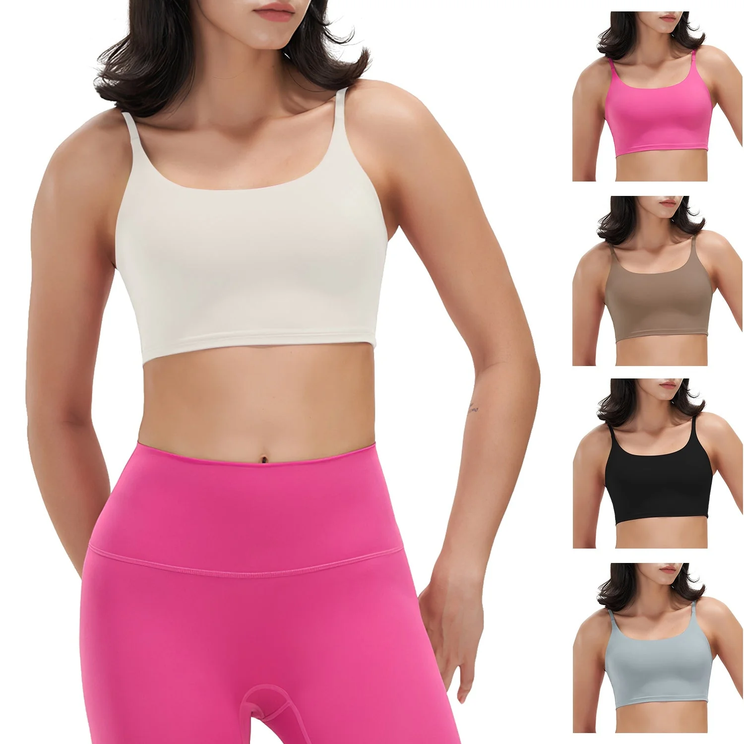 Women Strap Sport Bras Padded Strappy Crop Square Neck Low Impact Bras Sexy Fitness Tank Tops with Removable Pads Flat Straps for Gym Yoga Workout Run - Image 7