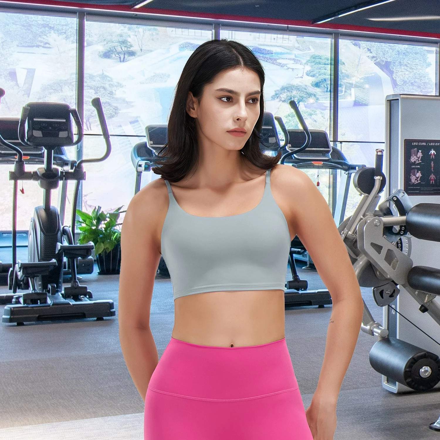 Women Strap Sport Bras Padded Strappy Crop Square Neck Low Impact Bras Sexy Fitness Tank Tops with Removable Pads Flat Straps for Gym Yoga Workout Run - Image 6