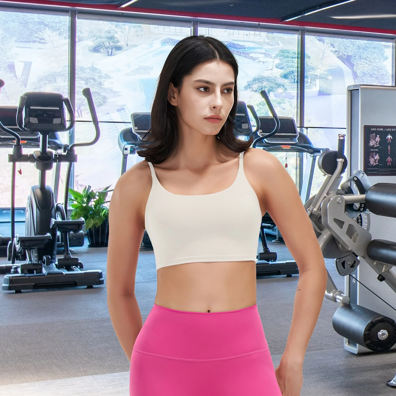 Women Strap Sport Bras Padded Strappy Crop Square Neck Low Impact Bras Sexy Fitness Tank Tops with Removable Pads Flat Straps for Gym Yoga Workout Run - Image 6