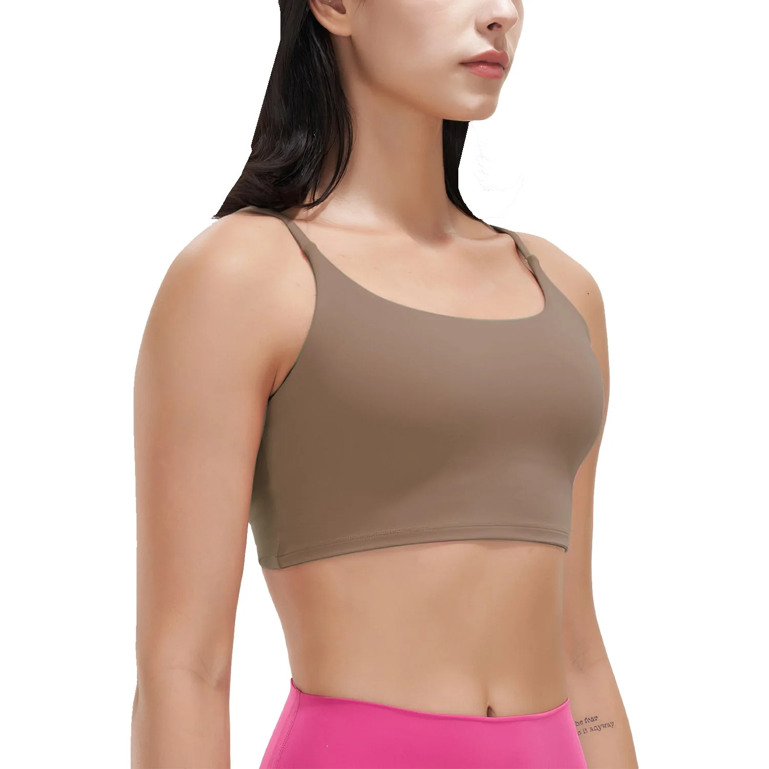 Women Strap Sport Bras Padded Strappy Crop Square Neck Low Impact Bras Sexy Fitness Tank Tops with Removable Pads Flat Straps for Gym Yoga Workout Run - Image 7