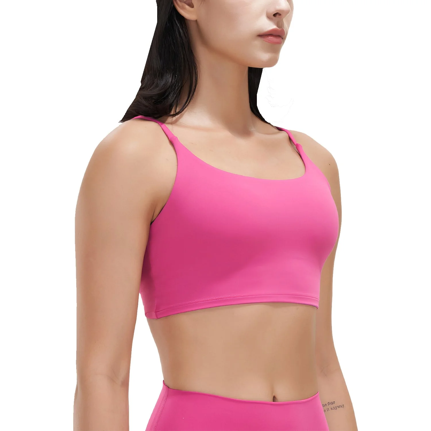 Women Strap Sport Bras Padded Strappy Crop Square Neck Low Impact Bras Sexy Fitness Tank Tops with Removable Pads Flat Straps for Gym Yoga Workout Run - Image 8