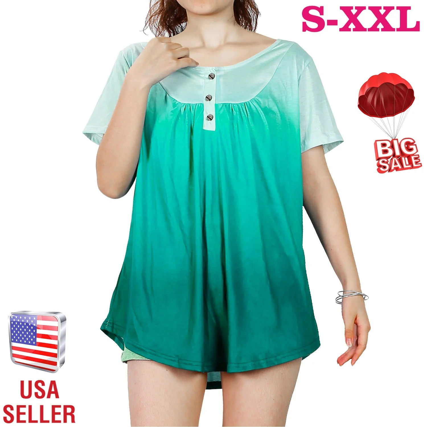 Women Summer Shirts Tops Loose Short Sleeve T Shirts Casual Floral Printed Button Shirts Blouse S-XXL - Image 3
