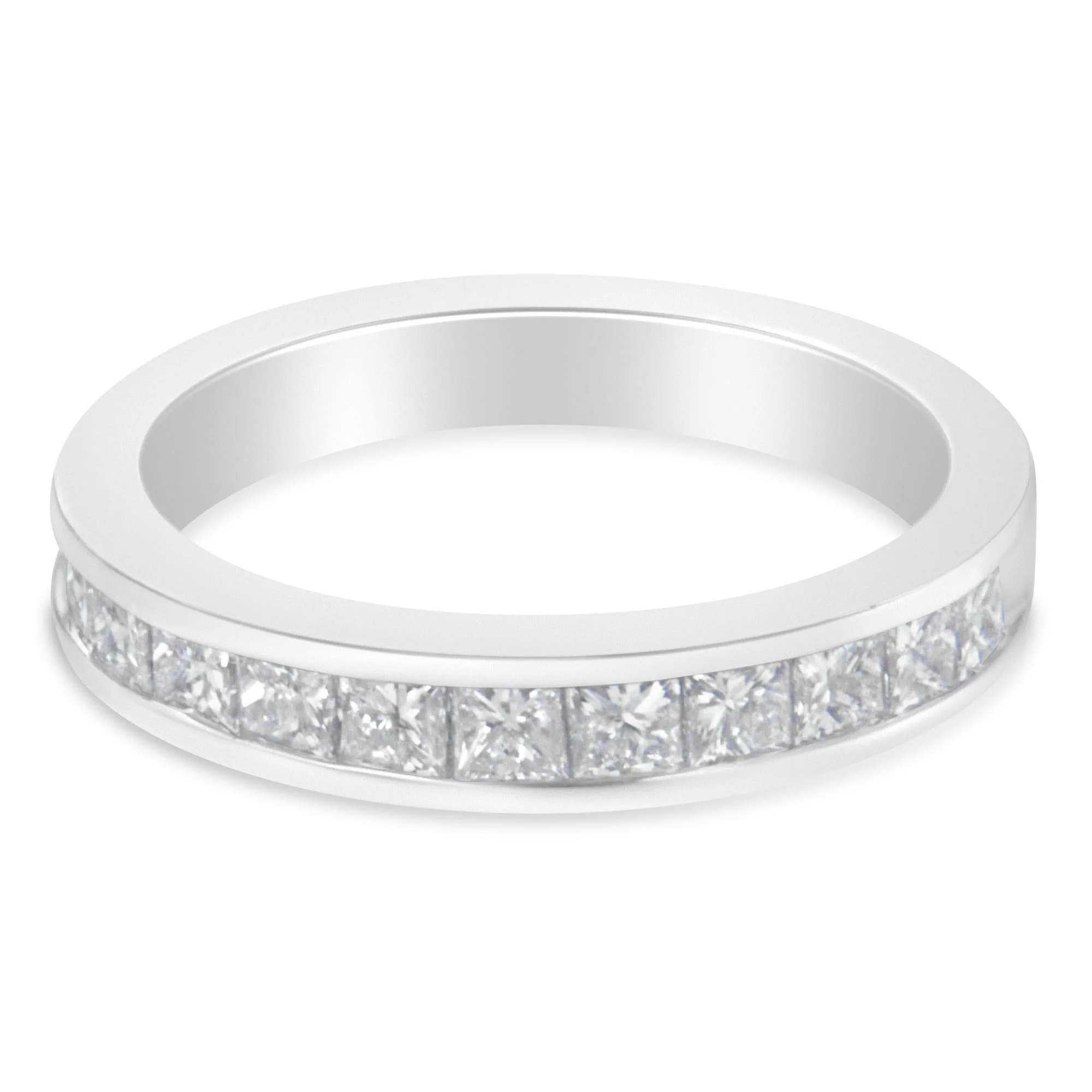 Women's 18K White Gold Princess Cut Diamond Band Ring (1 Cttw, G-H Color, SI1-SI2 Clarity)