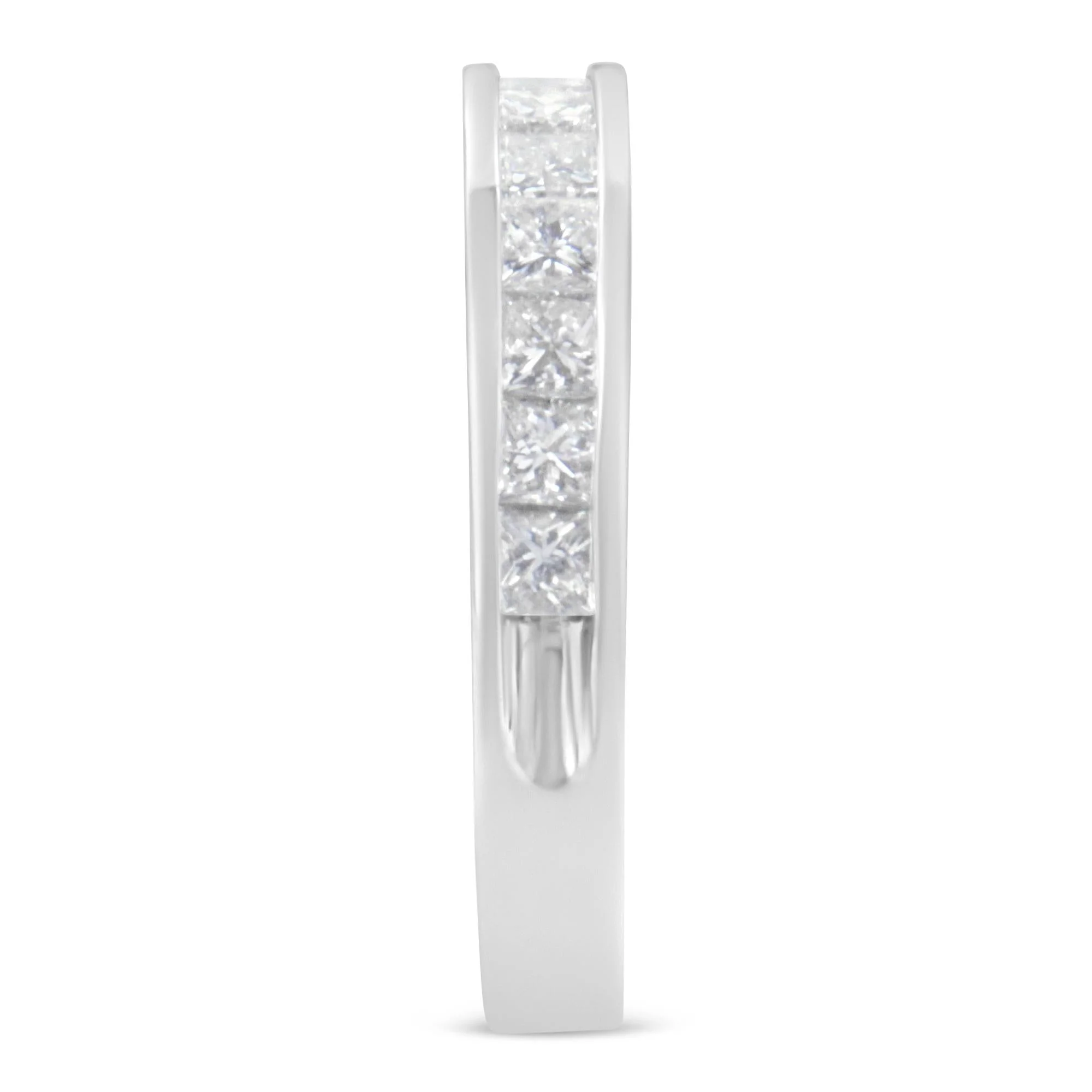 Women's 18K White Gold Princess Cut Diamond Band Ring (1 Cttw, G-H Color, SI1-SI2 Clarity) - Image 5