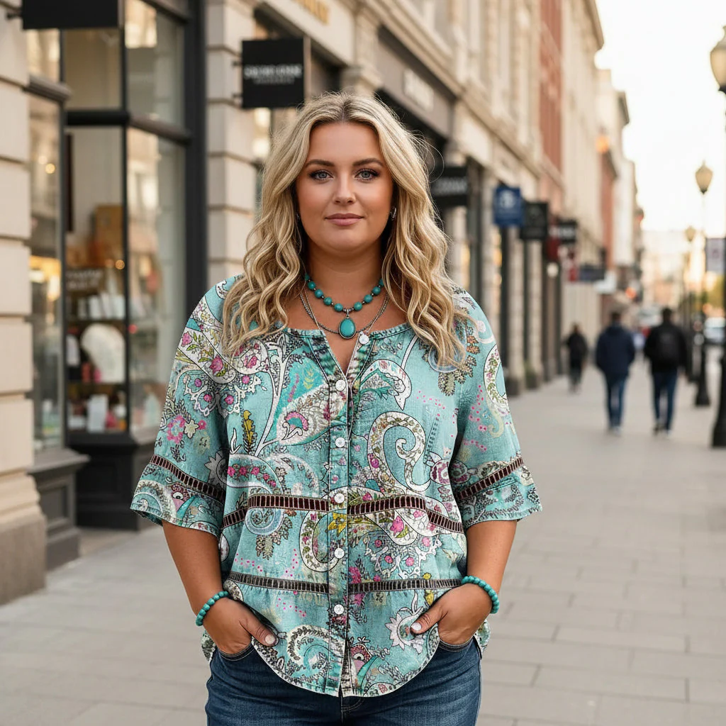 Women's 3D Print 3/4 Sleeve Casual Top – Plus Size Inclusive - Image 2