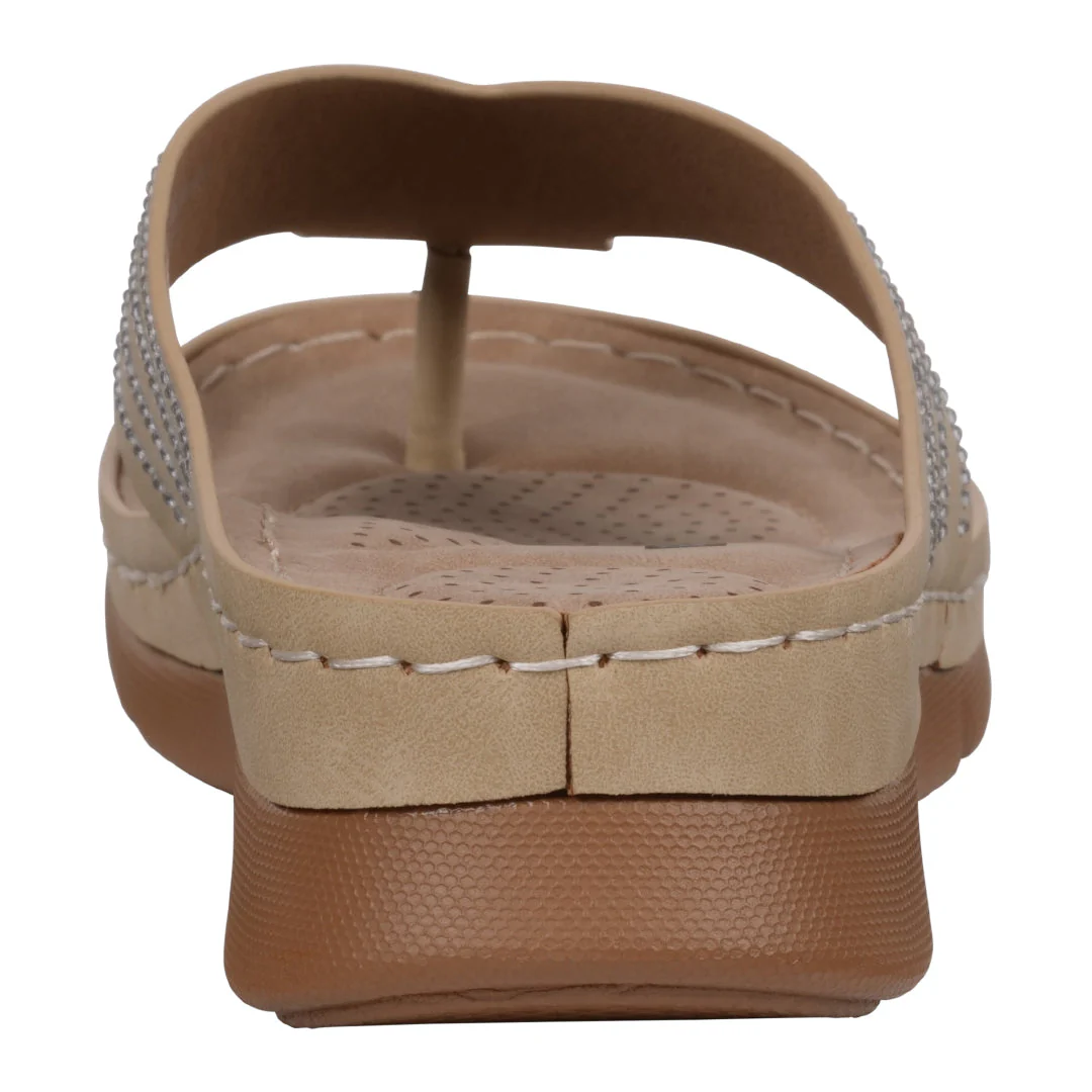 Women's Amari Nude Flower Thong Flat Comfort Sandals - Image 4