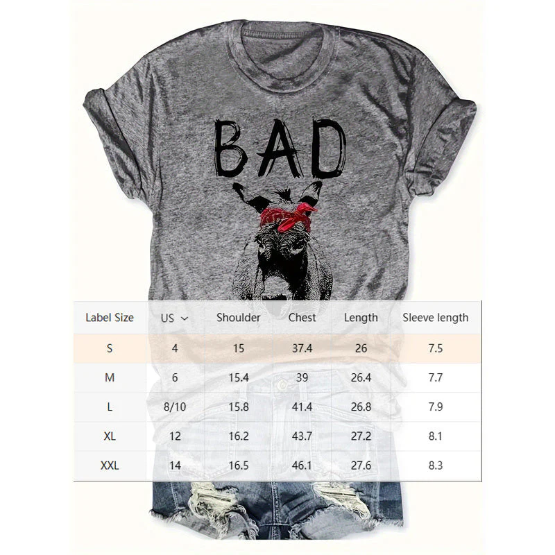 Women's Animal Letter Print Casual Short Sleeve T-Shirt - Image 2