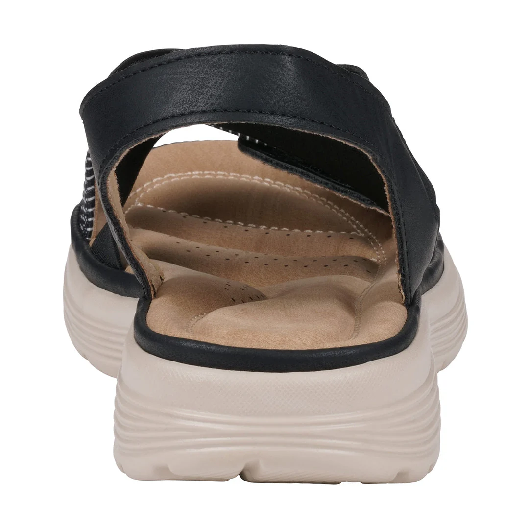 Women's Ariel Black Elastic Comfort Flat Sandals - Image 4