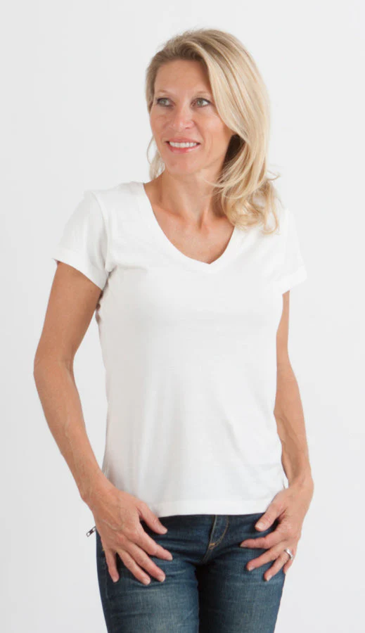 Women's Bamboo Viscose/Cotton V-Neck Cap Sleeve T-Shirt - Image 17