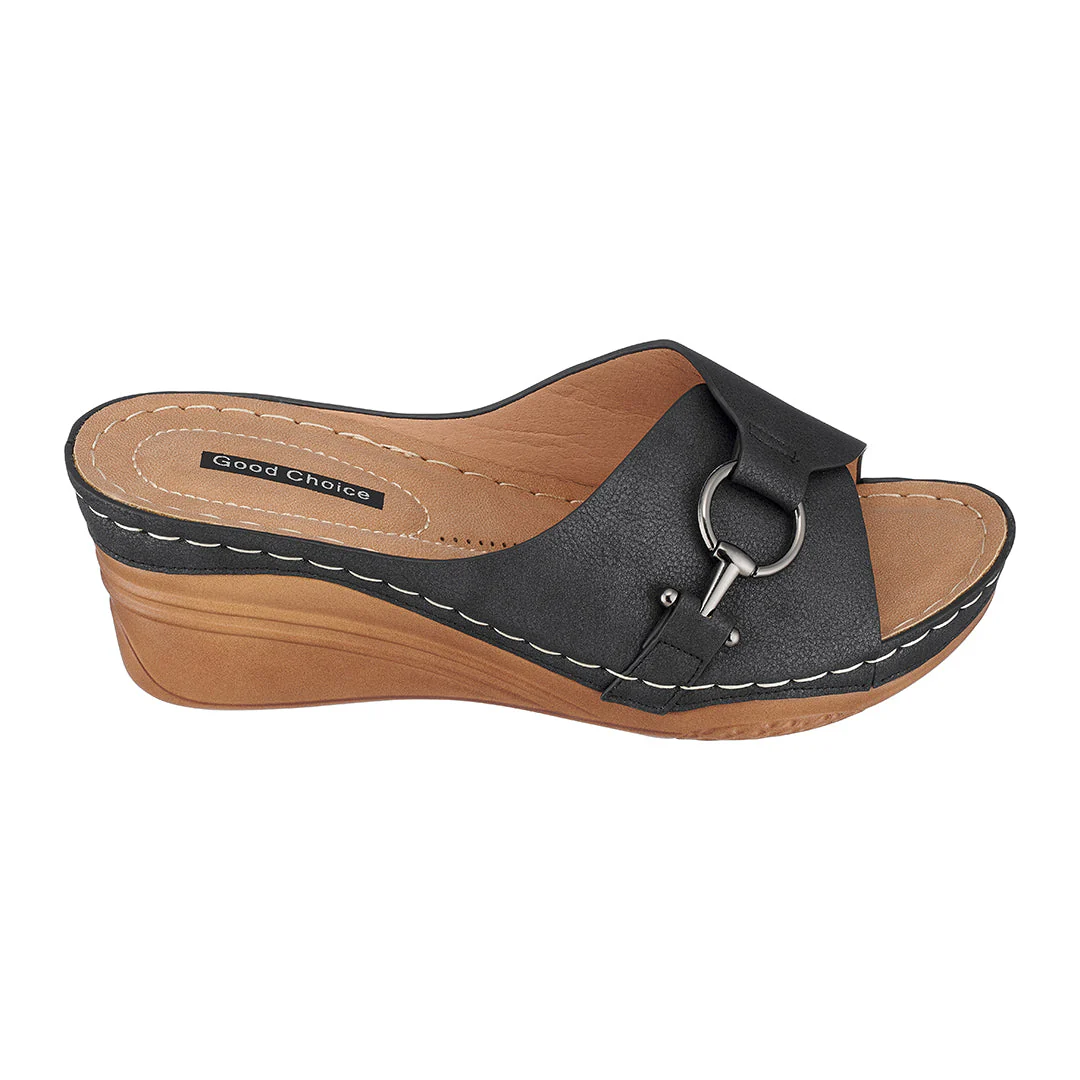 Women's Bay Black Wedge Sandals - Image 2