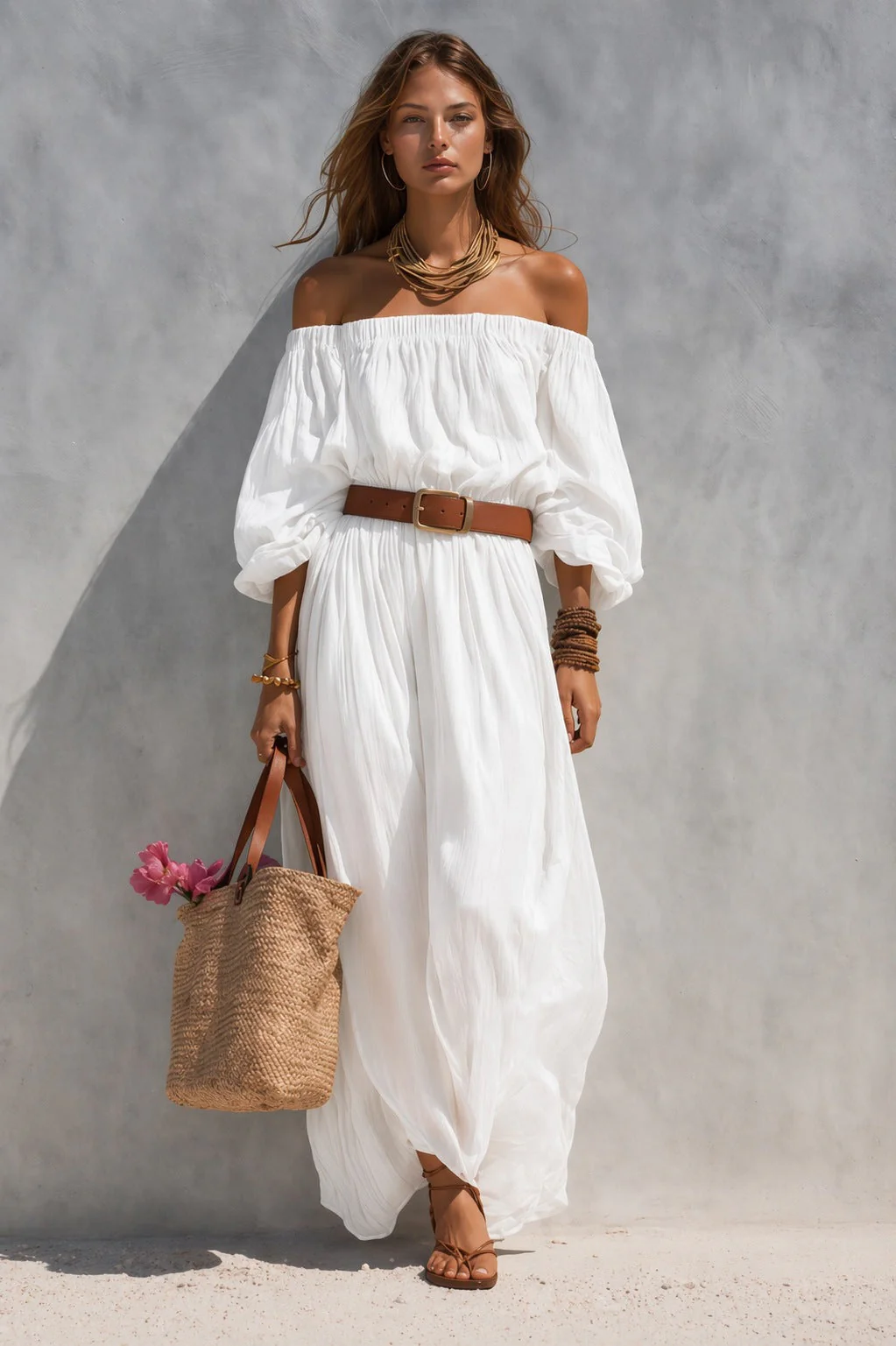 Women's Boat-Neck Sleeveless Cotton-Linen Maxi Dress - Image 8