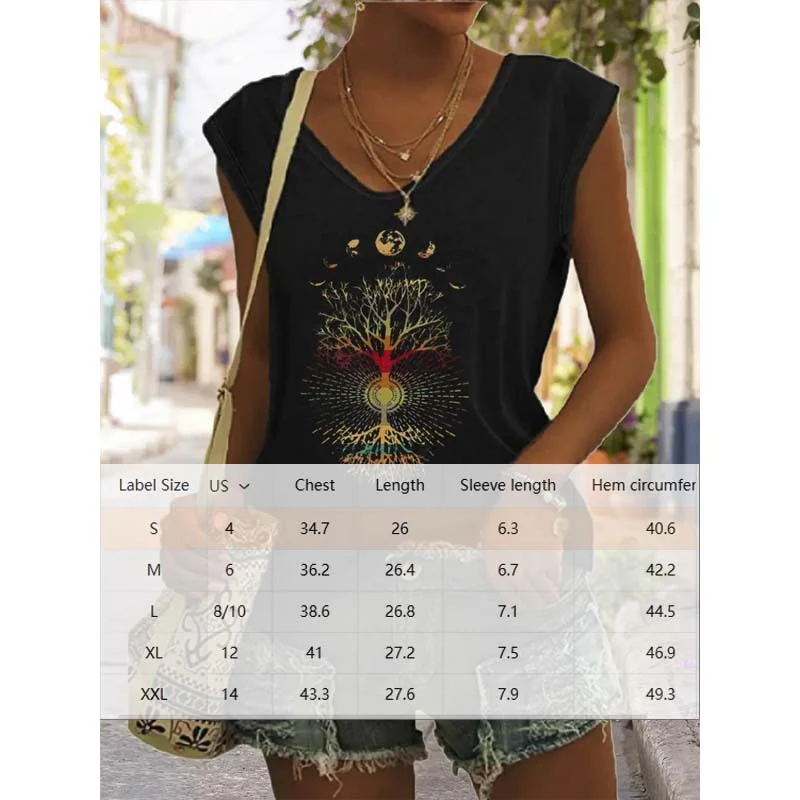 Women's Bohemian Moon And Tree Graphic Tee - Image 4