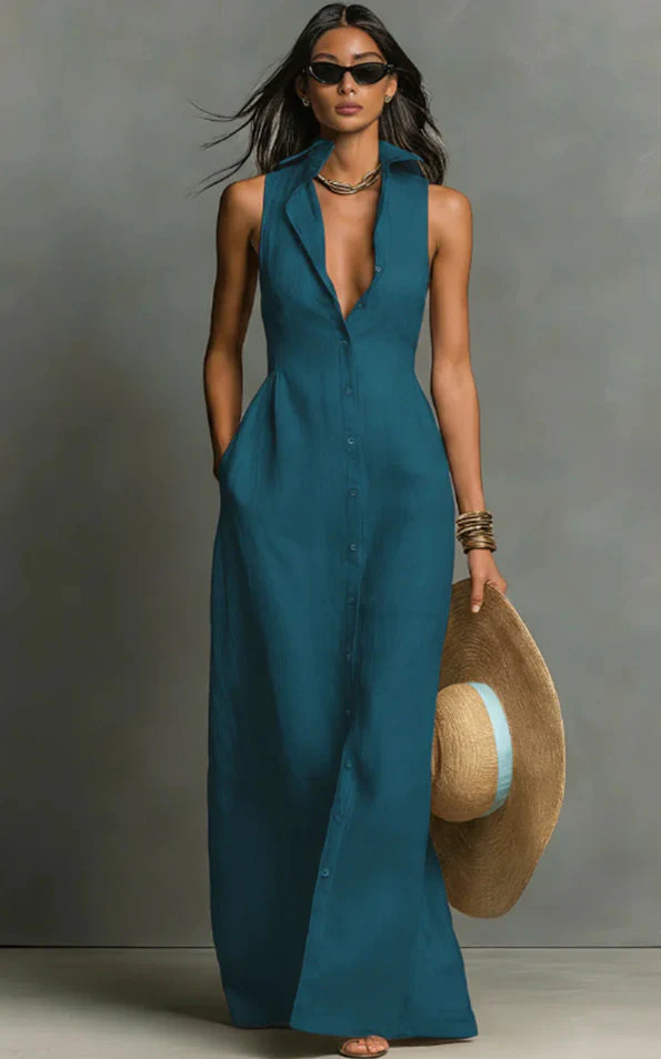 Women's Casual Polyester Midi Dress - Image 3