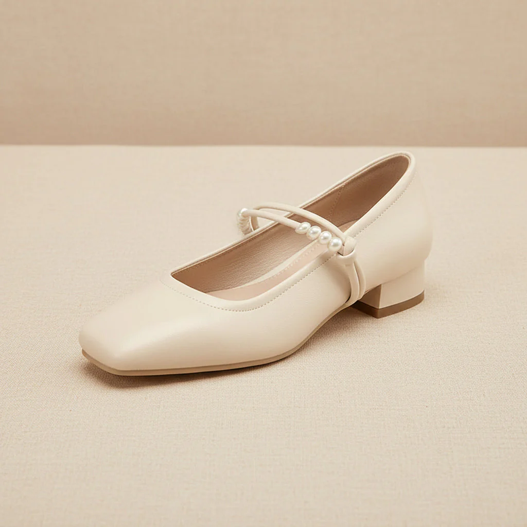 Women's Chinese-Style Satin Square-Toe Slip-On Flats – Beaded Buckle Low-Heel Shoes - Image 10