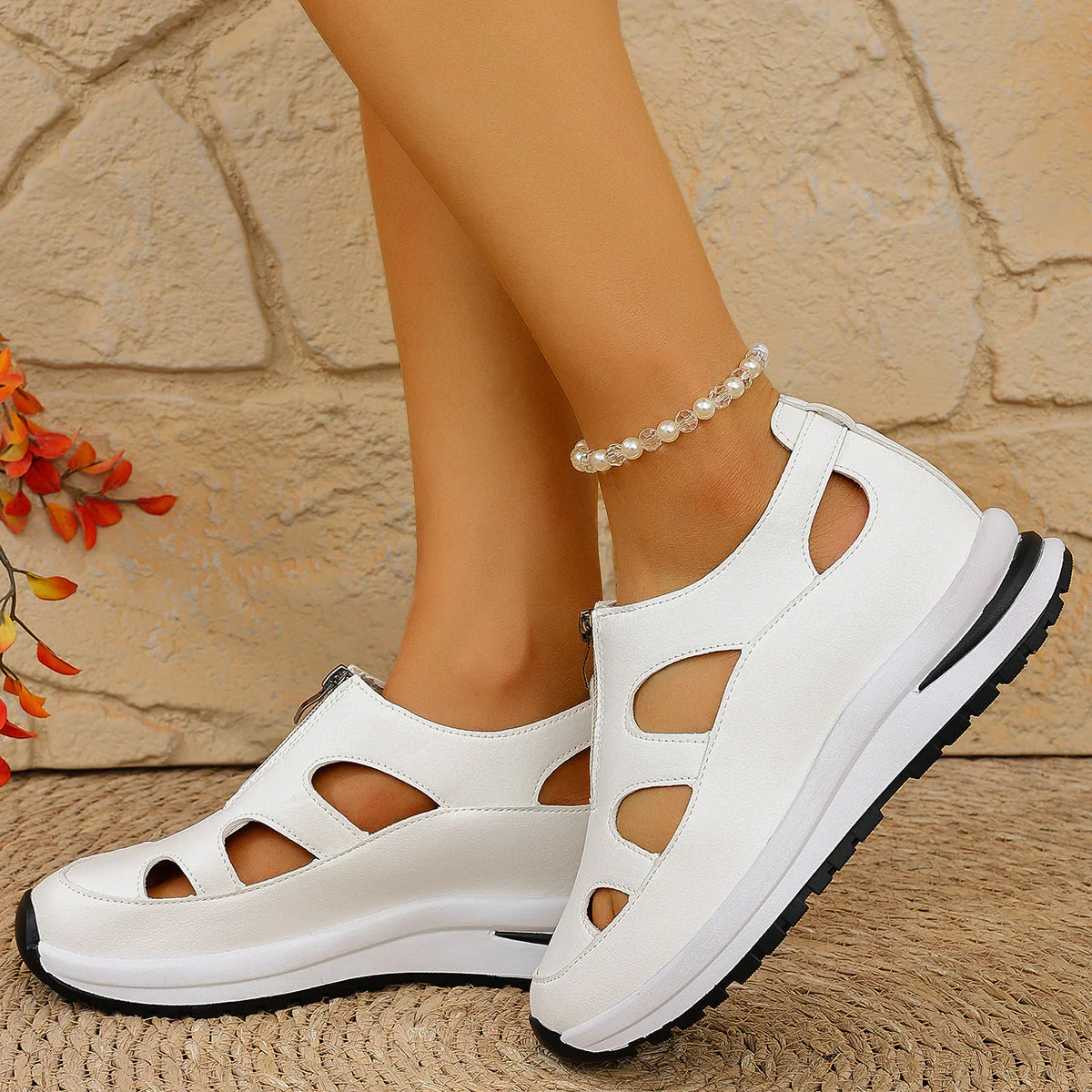 Women's Chunky Sole Closed-Toe Sandals – Soft Sole Velcro Strap - Image 7