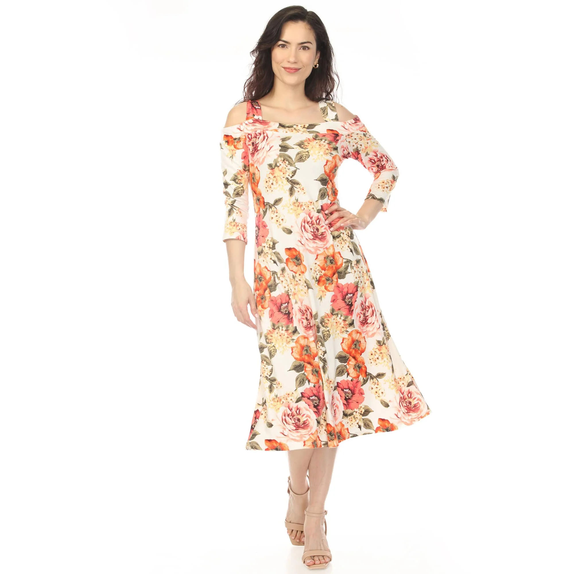 Women's Cold Shoulder 3/4 Sleeve Dress - Image 3