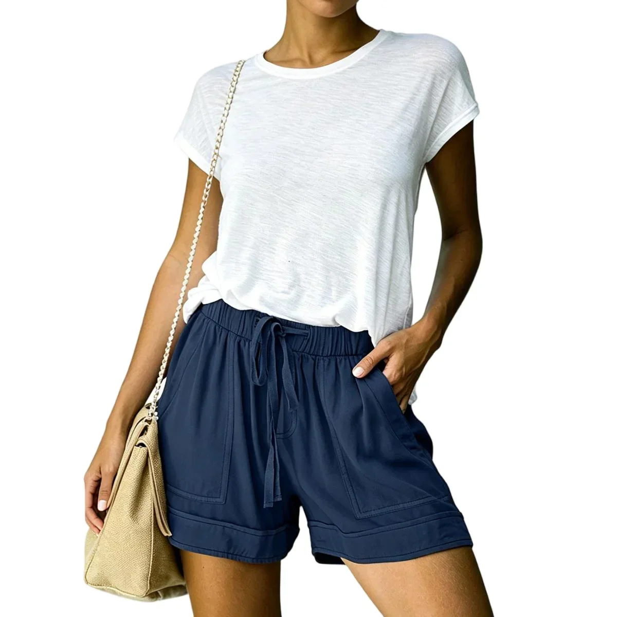 Women's Comfy Elastic Waist Casual Lounge Shorts - Image 17