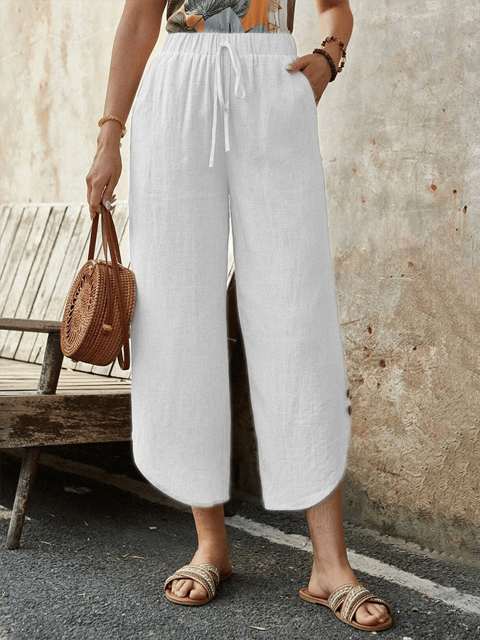 🌿 Women's Cotton-Linen Cropped Drawstring Pants - Image 12