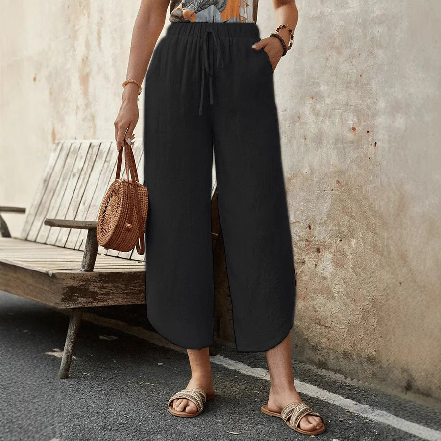 🌿 Women's Cotton-Linen Cropped Drawstring Pants - Image 2
