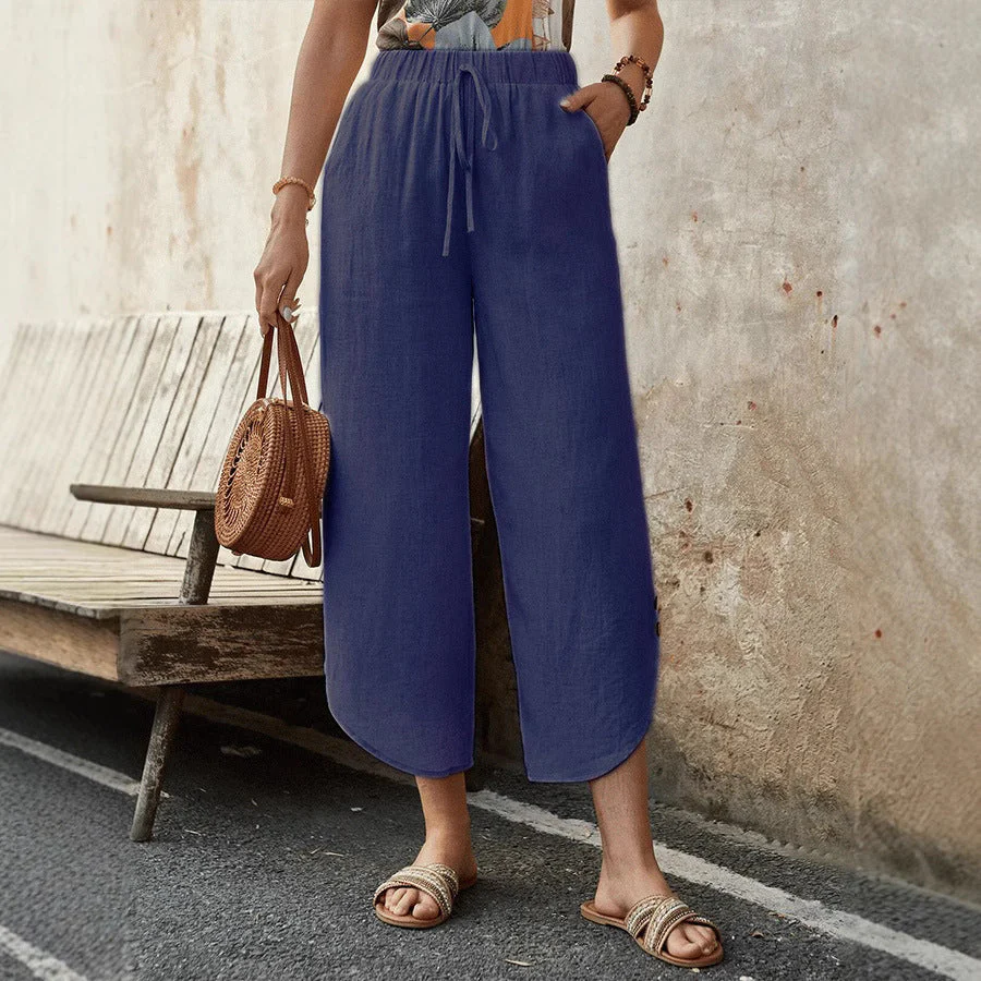 🌿 Women's Cotton-Linen Cropped Drawstring Pants - Image 4