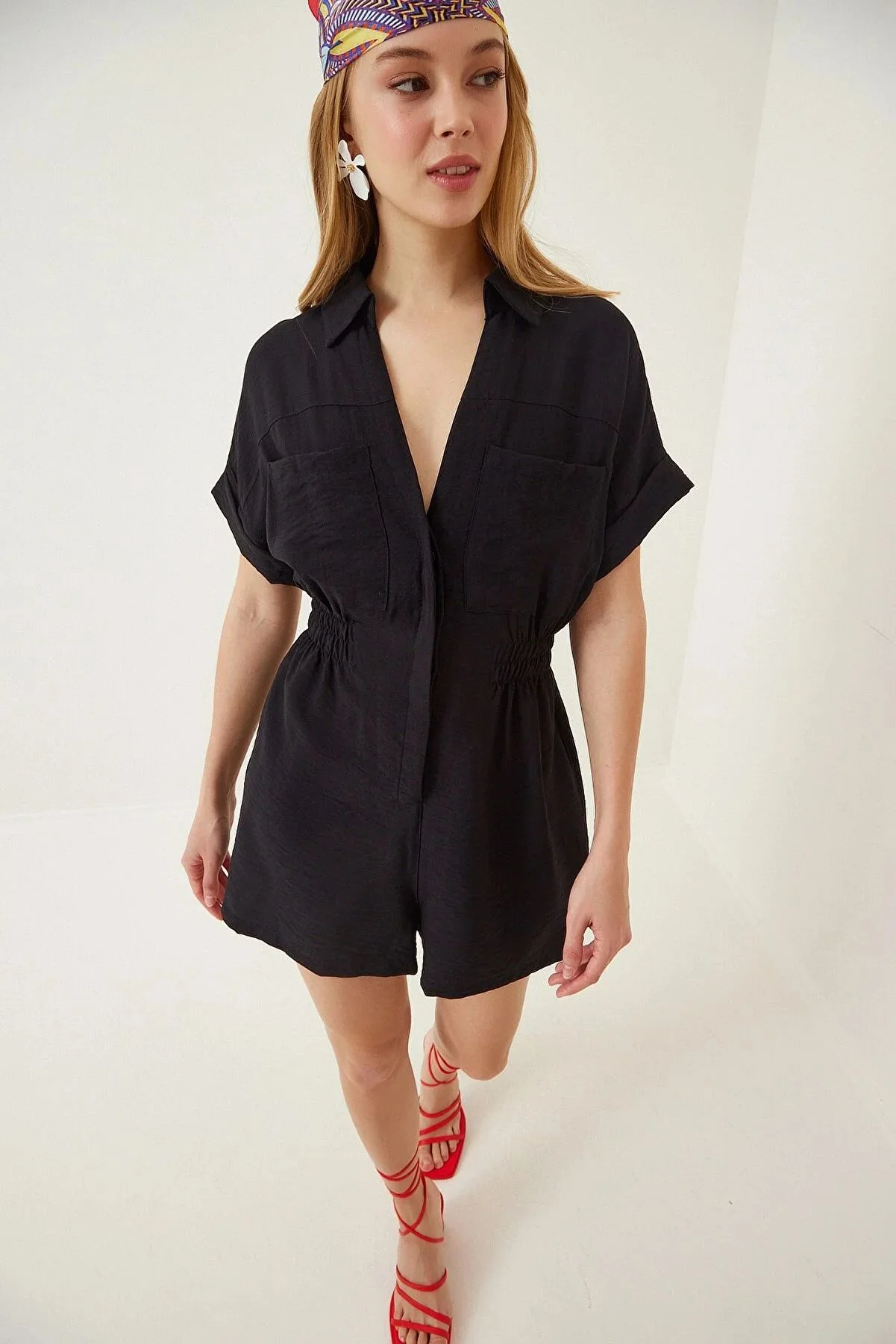 Women's Cotton Linen Loose-Fit Workwear Jumpsuit With Pockets - Image 6