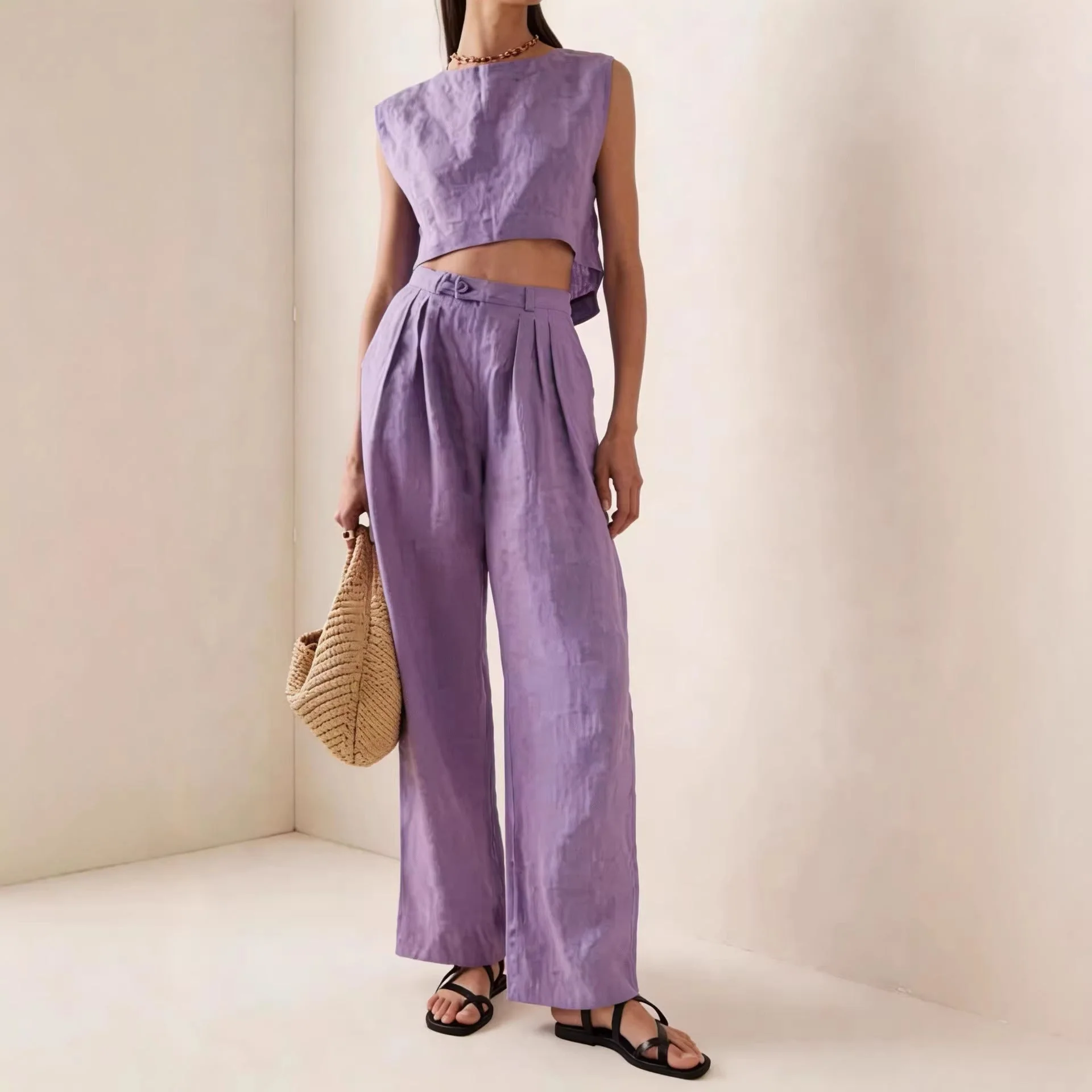 Women's Crew-Neck Loose Casual Two-Piece Set – Breathable T-Shirt & Pants