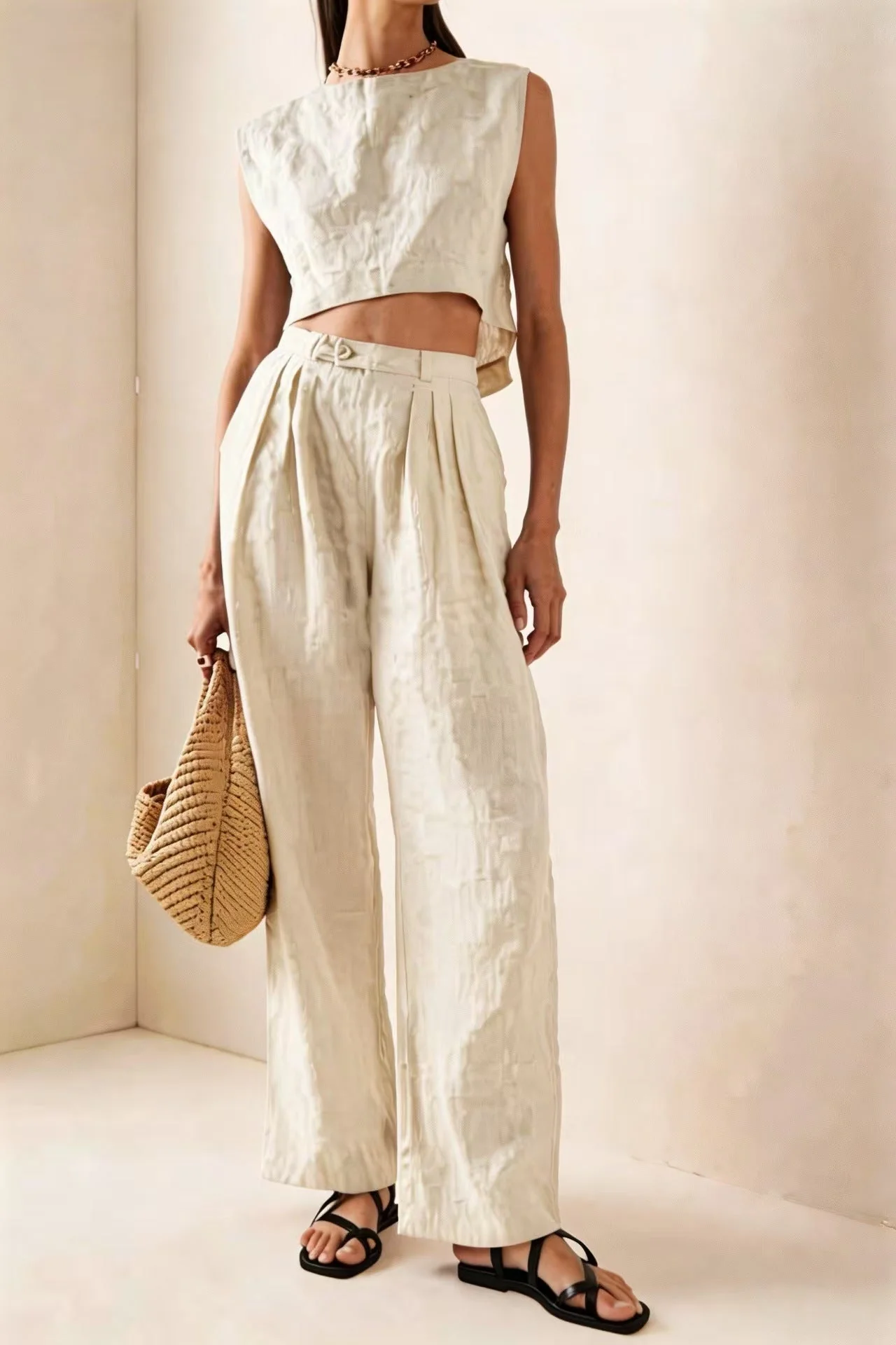 Women's Crew-Neck Loose Casual Two-Piece Set – Breathable T-Shirt & Pants - Image 7