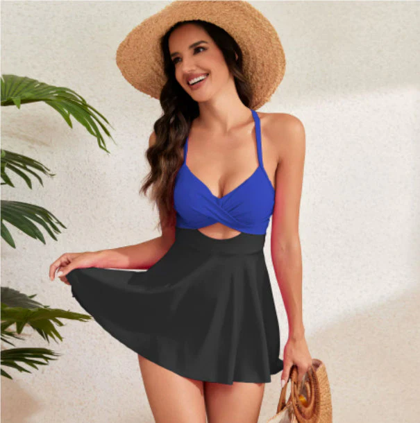 Women's Cutout Sling One-Piece Swimsuit – Built-In Chest Pad & Skirt Hem - Image 11
