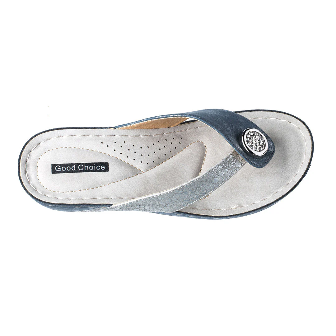 Women's Dafni Blue Wedge Sandals - Image 4